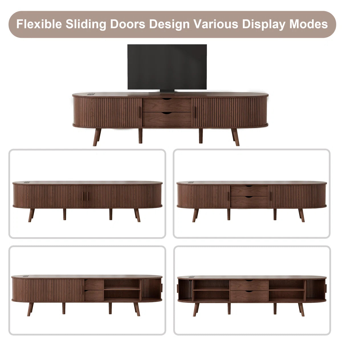Chader Modern Wood 69"  with Drawers and Shelf Storage