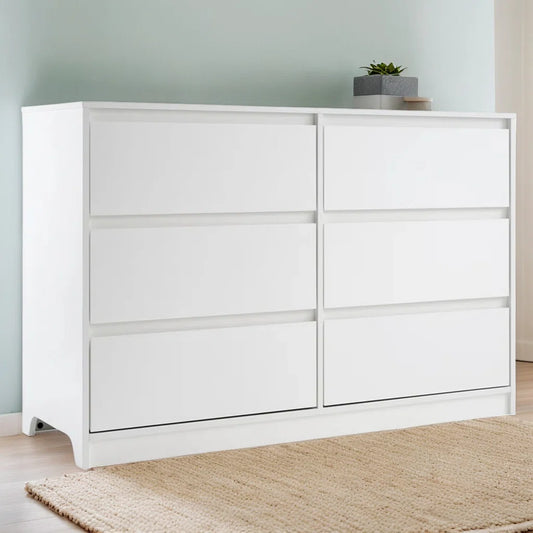 Mariacristina Wood 6 Drawer Dresser, 47.2” W Double Dresser and Storage Organizer for Bedroom,Living Room