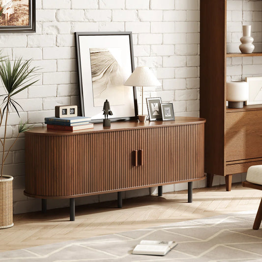 Tv Stand With Storage And Shelves Designed To Fit 55’’ - 80’’ Tvs. Wood Entertainment Center For Living Room And Bedroom, Media Console And Modern Tv Console Table